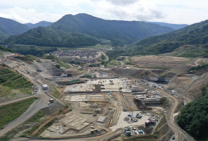 Naruse Dam construction site conditions